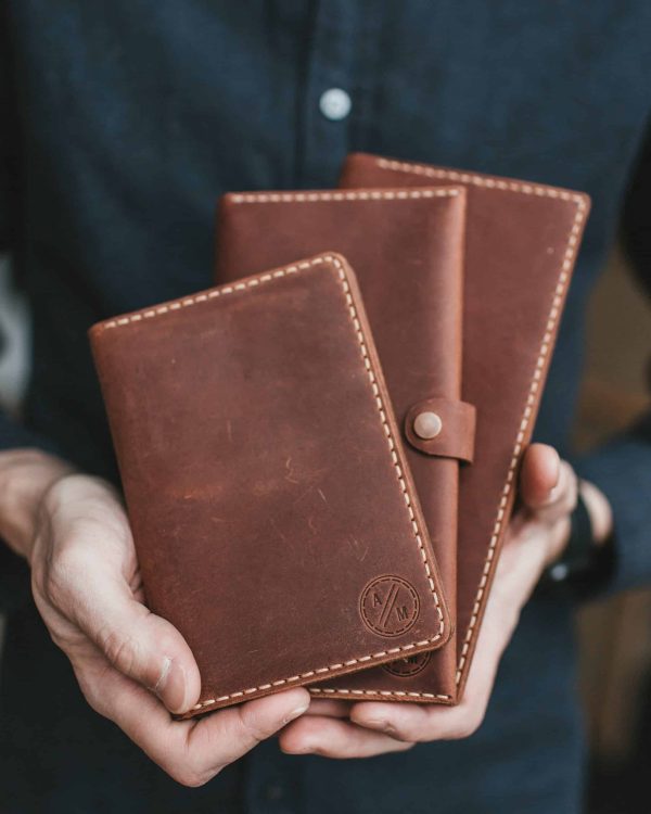 Hand-sewn Leather Passport Wallet in Coffee